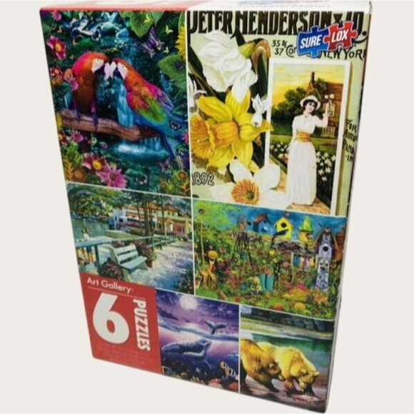 Sure Lox Art Gallery 6 Pack Jigsaw Puzzles Featuring Nature and Artistic Prints - Picture 2 of 9